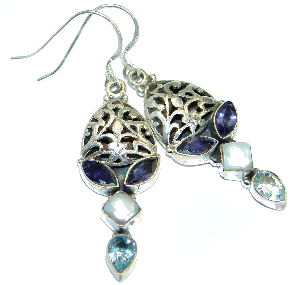 Secret Beauty Purple Iolite .925Sterling Silver earrings