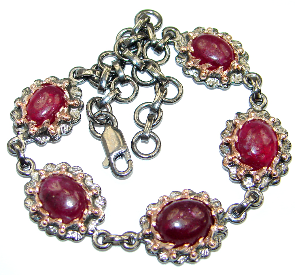 Genuine Ruby Rose Gold over .925 Sterling Silver handcrafted Bracelet