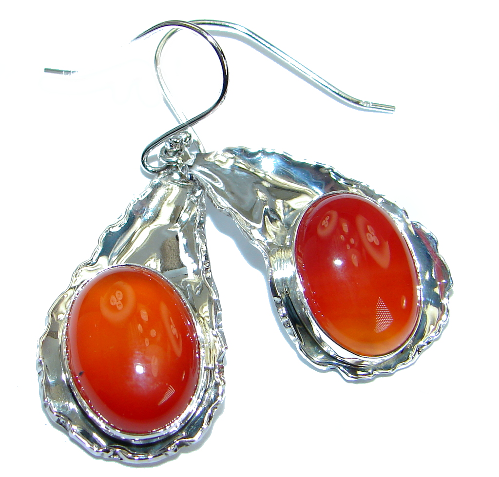 Sublime Orange Carnelian .925 Sterling Silver handmade earrings