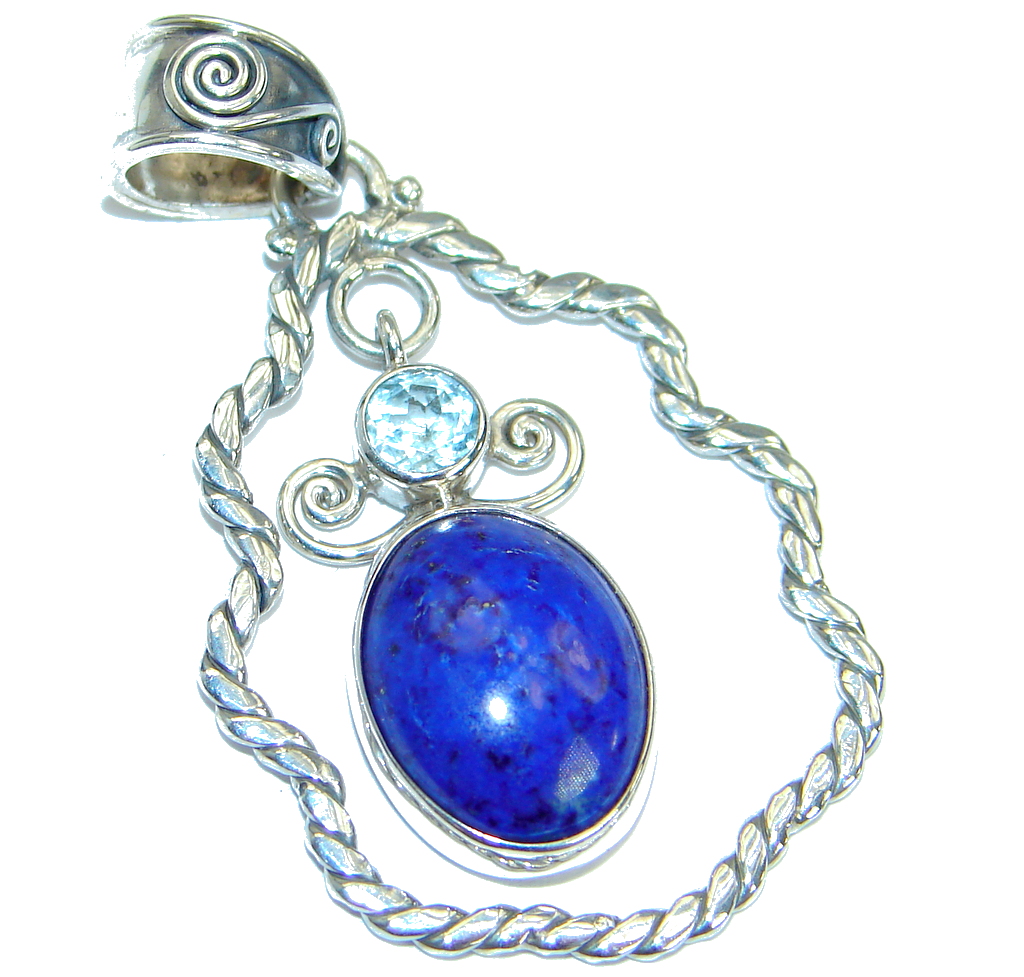 Wonderful Blue Lapis Lazuli .925 Sterling Silver handmade Pendant
