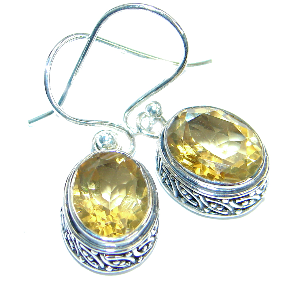 Authentic Citrine .925 Sterling Silver handmade earrings