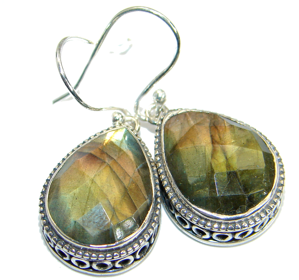 Genuine Labradorite .925 Sterling Silver handmade earrings