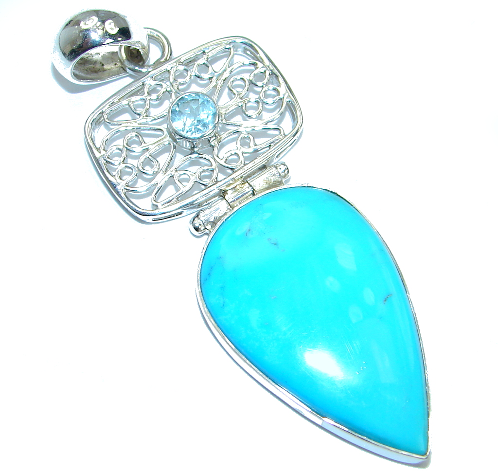 Exquisite Sleeping Beauty Turquoise .925 Sterling Silver handmade Pendant