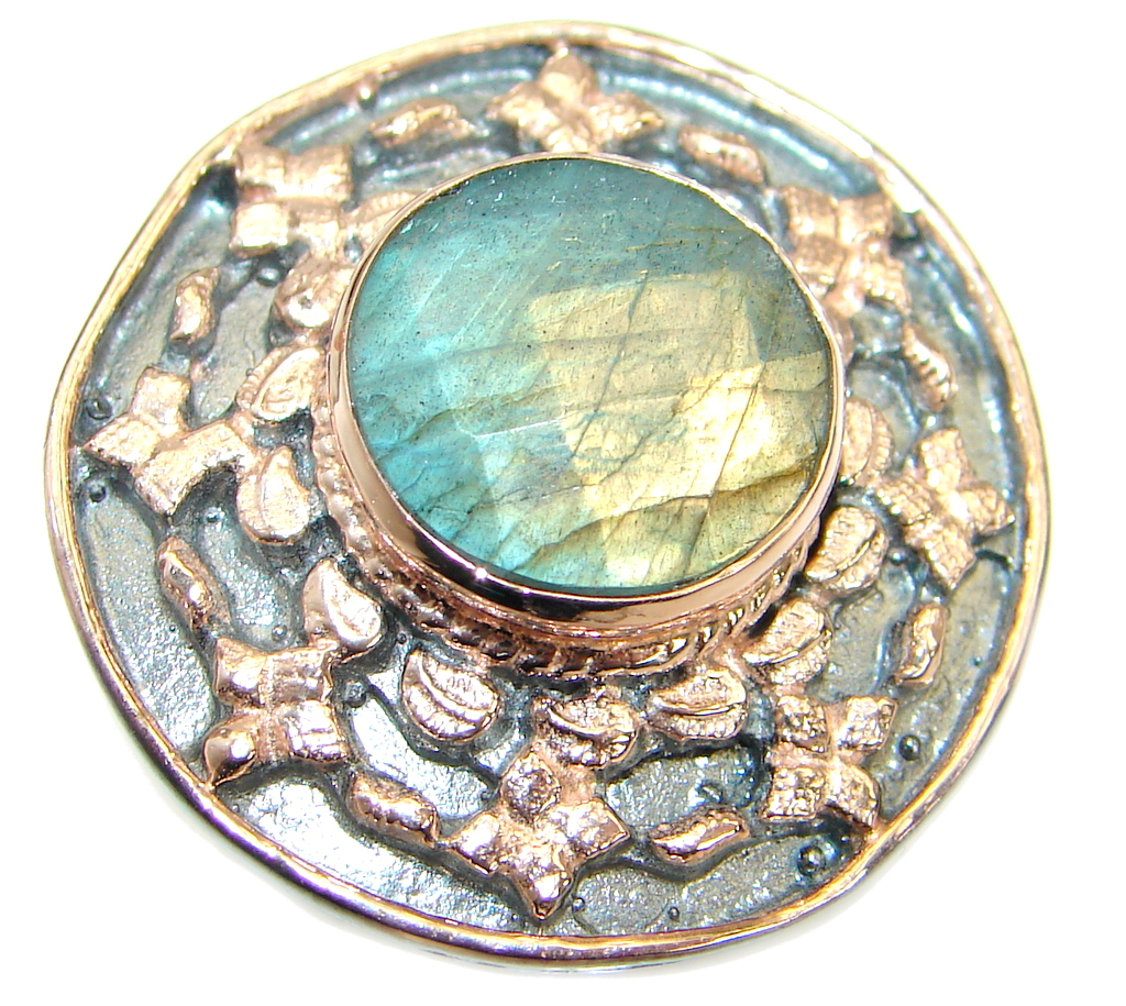 Vintage style Labradorite .925 Sterling Silver handmade ring size 7 adjustable