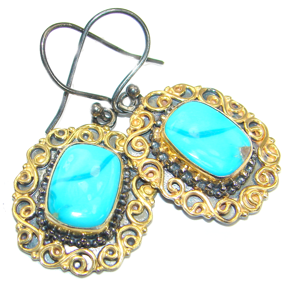 Genuine Sleeping Beauty Turquoise .925 Sterling Silver handcrafted Earrings