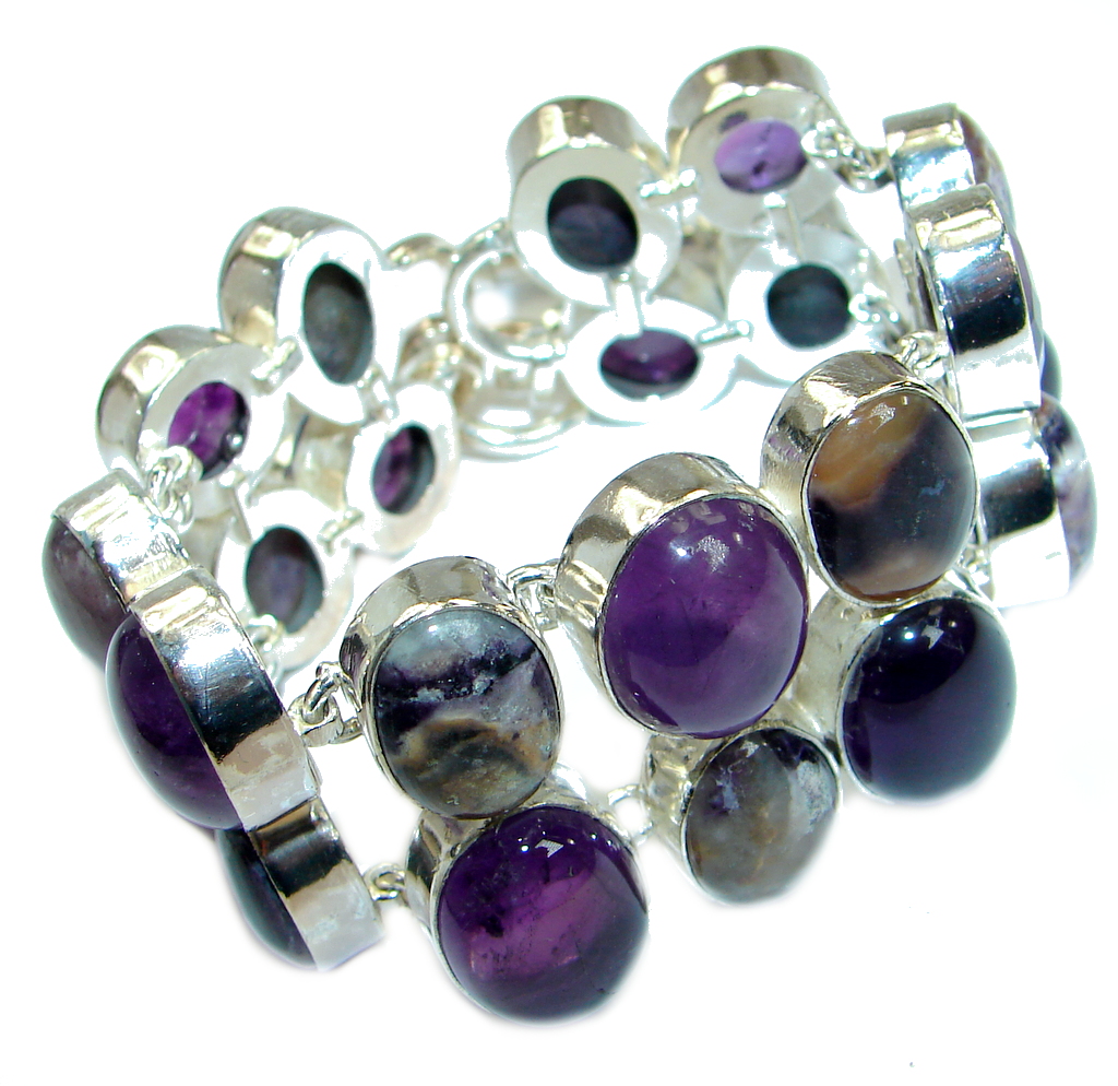 Tiffany Jasper Solid Amethyst .925 Sterling Silver handmade Bracelet