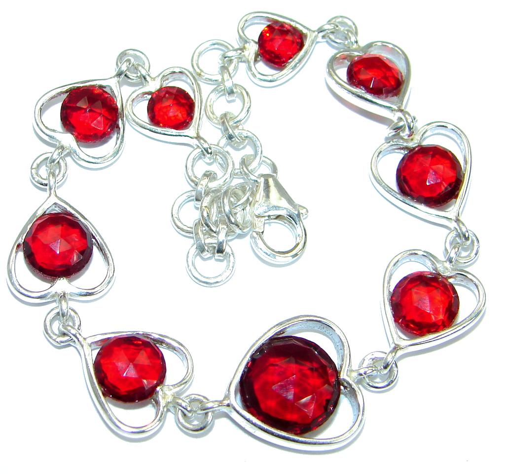 Chic Red Topaz .925 Sterling Silver handmade Bracelet
