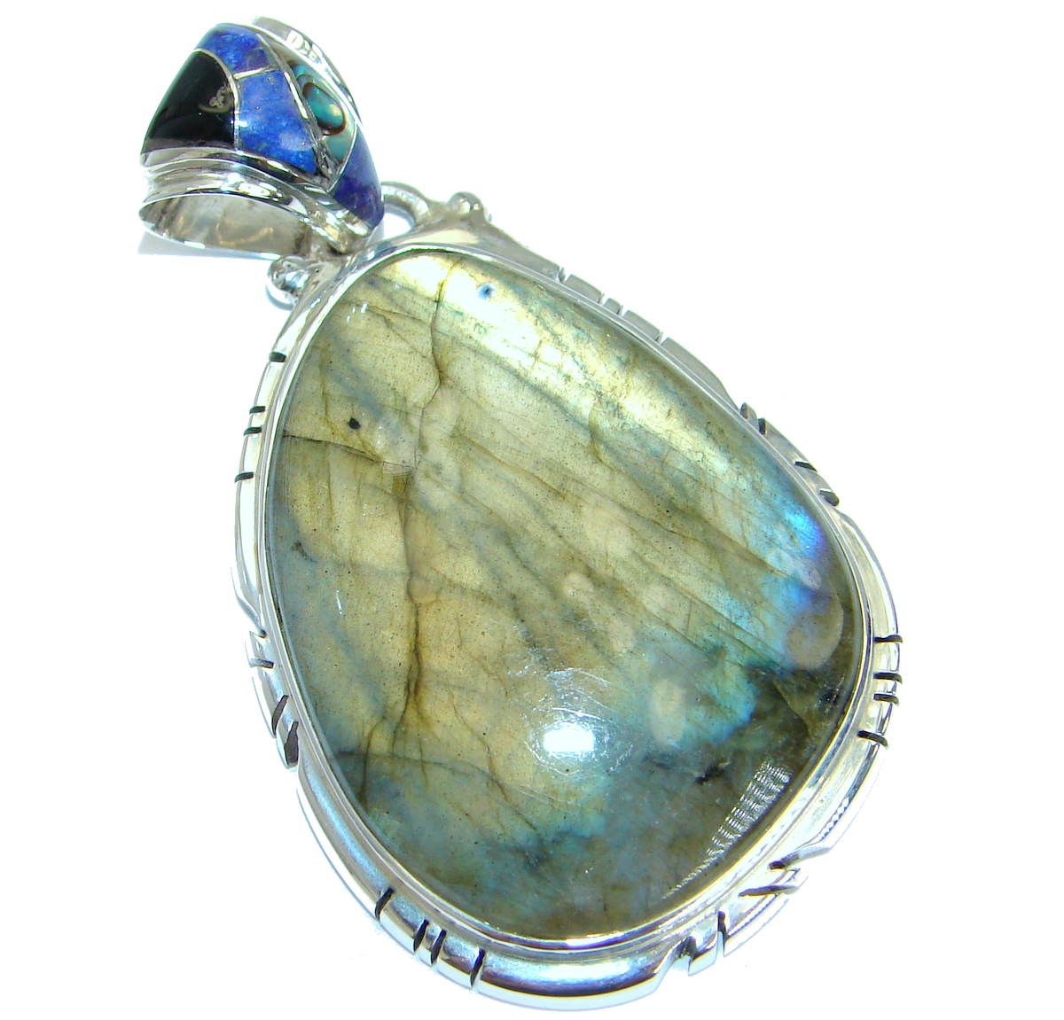 Highest quality genuine Blue Labradorite .925 Sterling Silver handmade Pendant