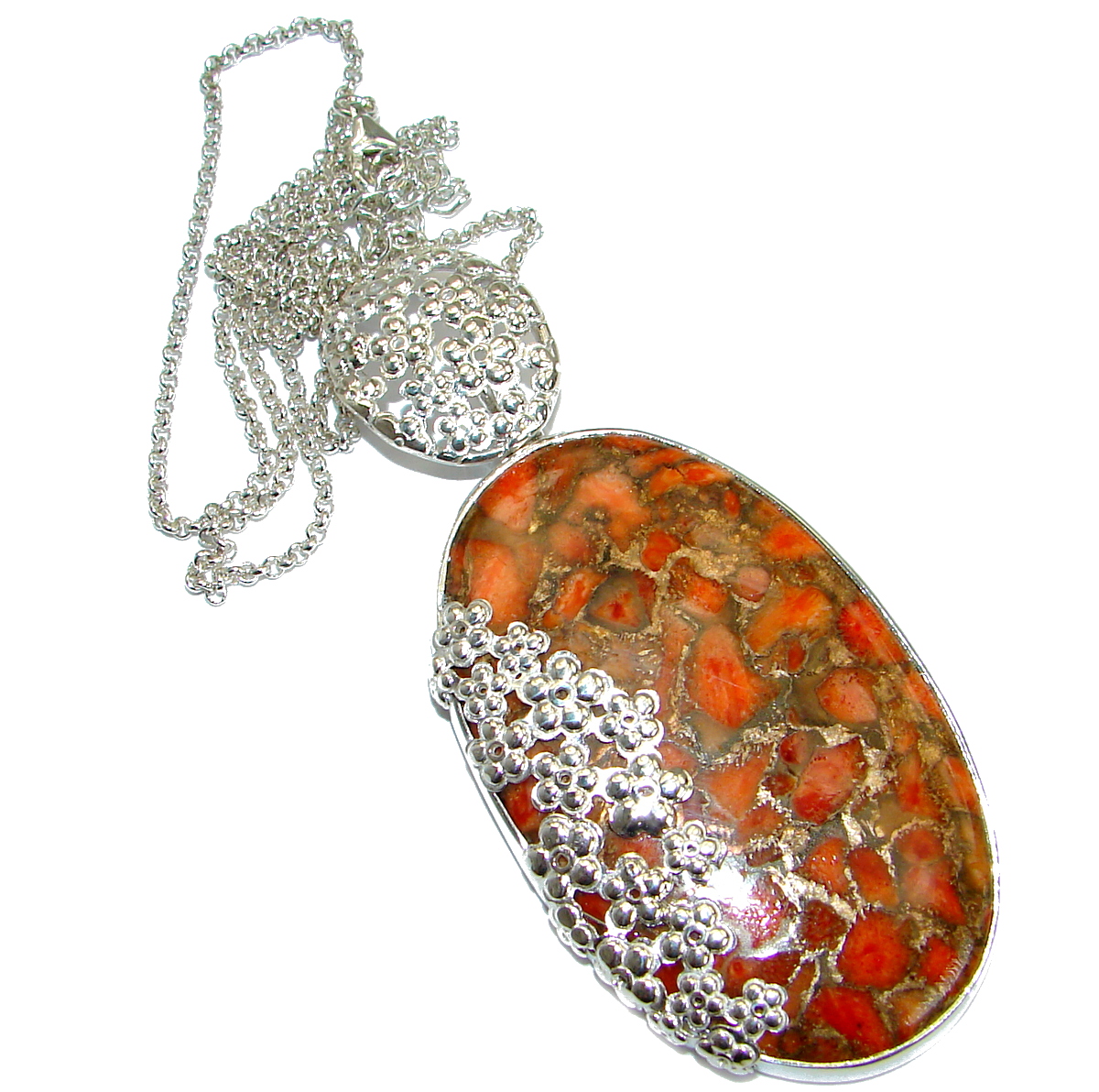 Genuine Turquoise with golden Copper vains .925 Sterling Silver statement necklace
