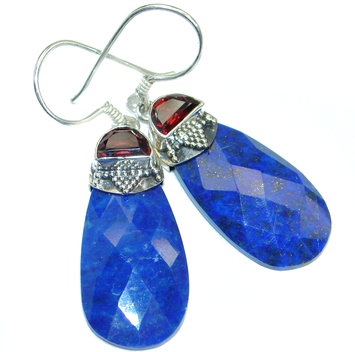 Perfect genuine Blue Lapis Lazuli .925 Sterling Silver handmade earrings