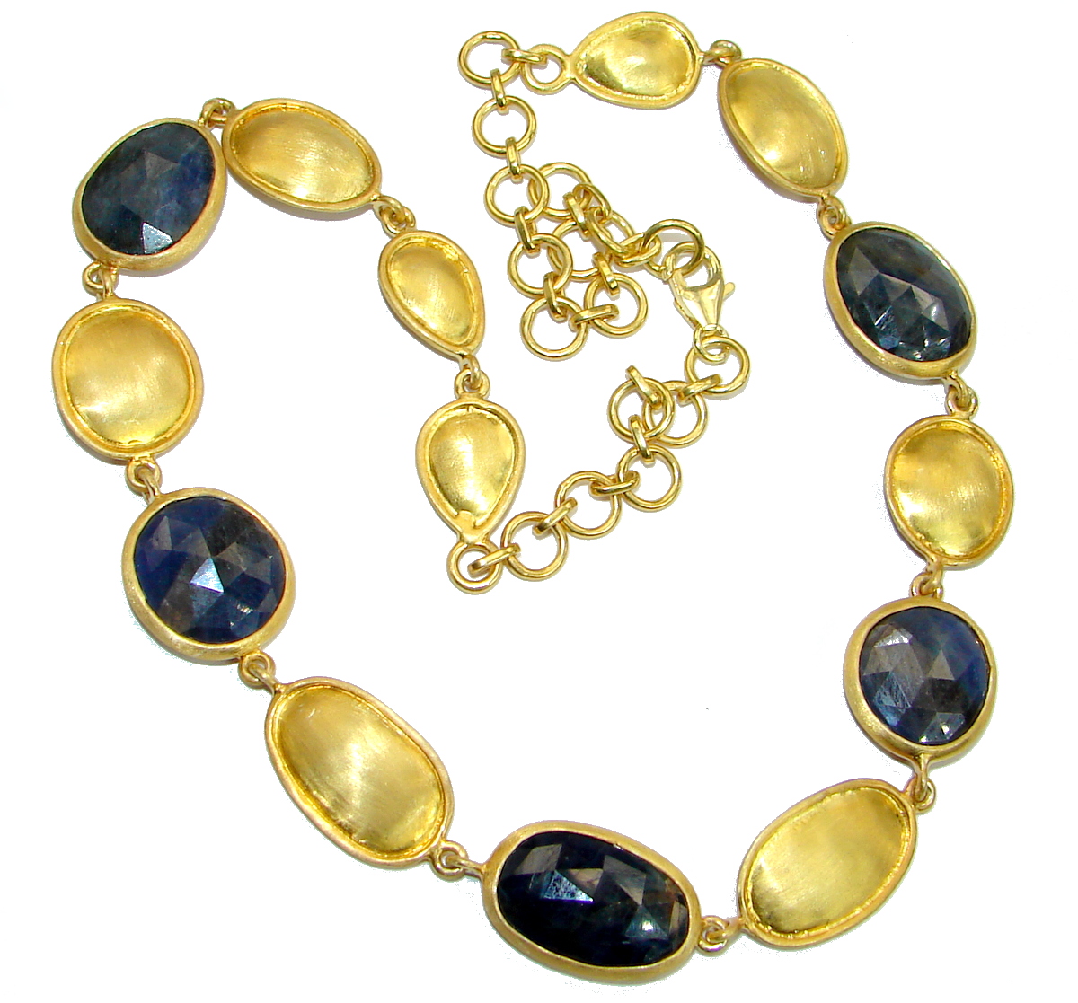 Elegant natural Sapphire 18K Gold over .925 Sterling Silver handmade necklace