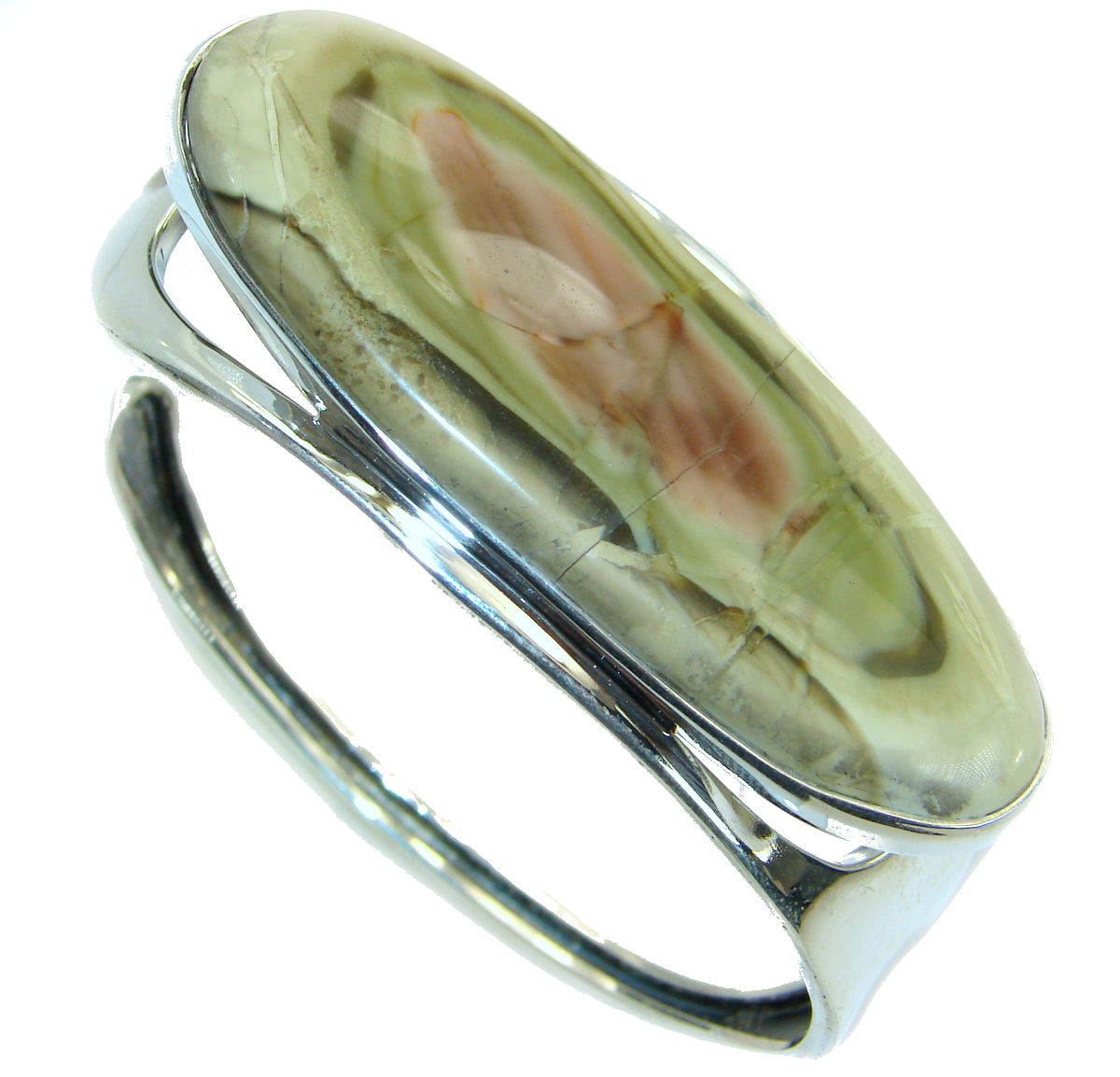 Real Treasure Royal Imperial Jasper .925 Sterling Silver handcrafted Bracelet / Cuff