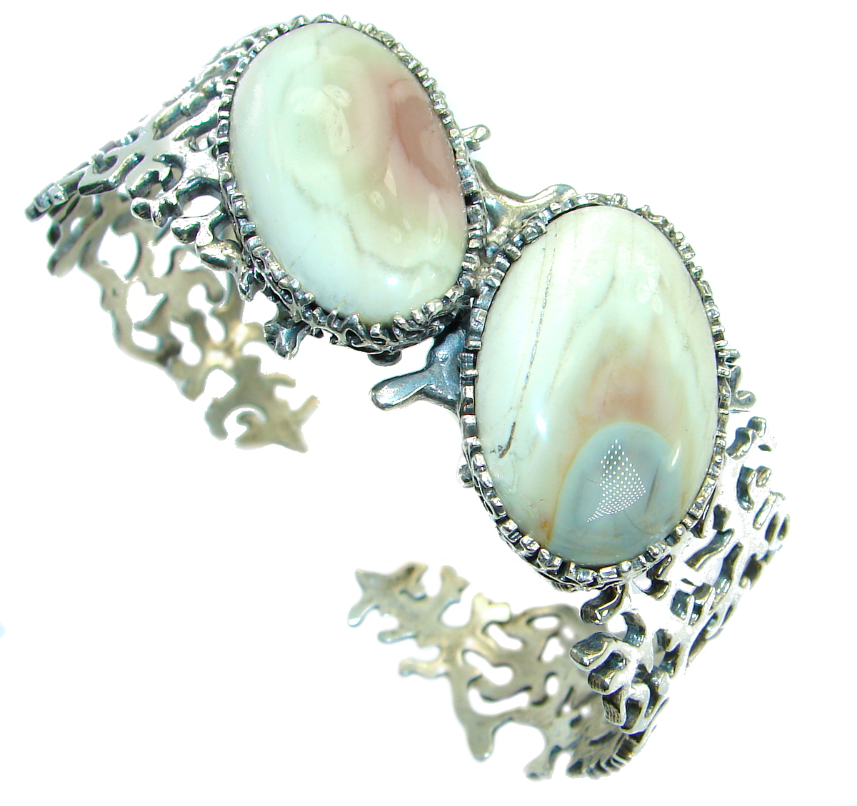 Real Treasure Royal Imperial Jasper .925 Sterling Silver handcrafted Bracelet / Cuff