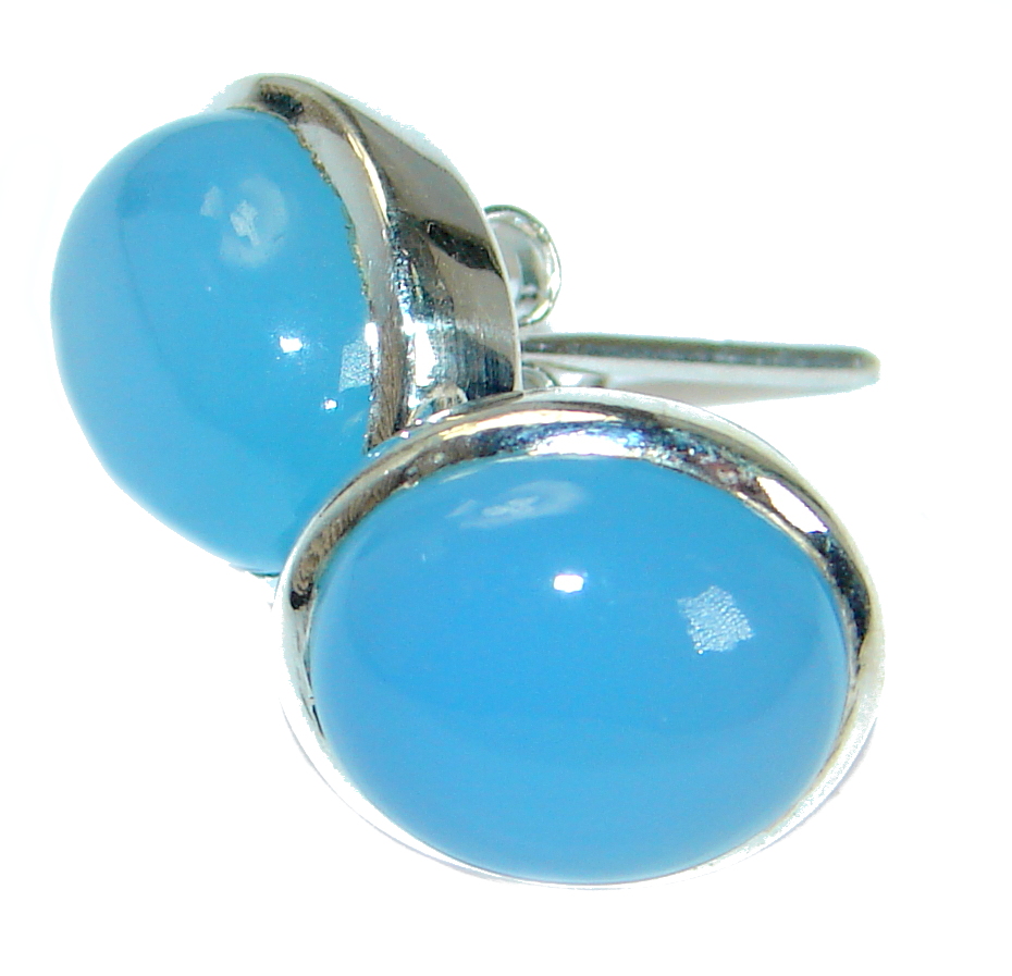 Simple Design excellent 15 mm Chalcedony Agate .925 Sterling Silver earrings