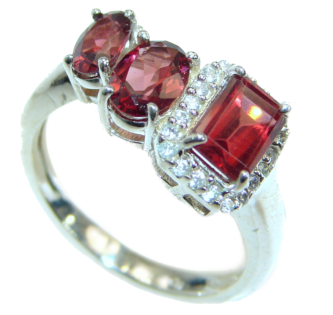 Genuine 15ct Garnet .925 Sterling Silver handmade Ring size 8 1/4