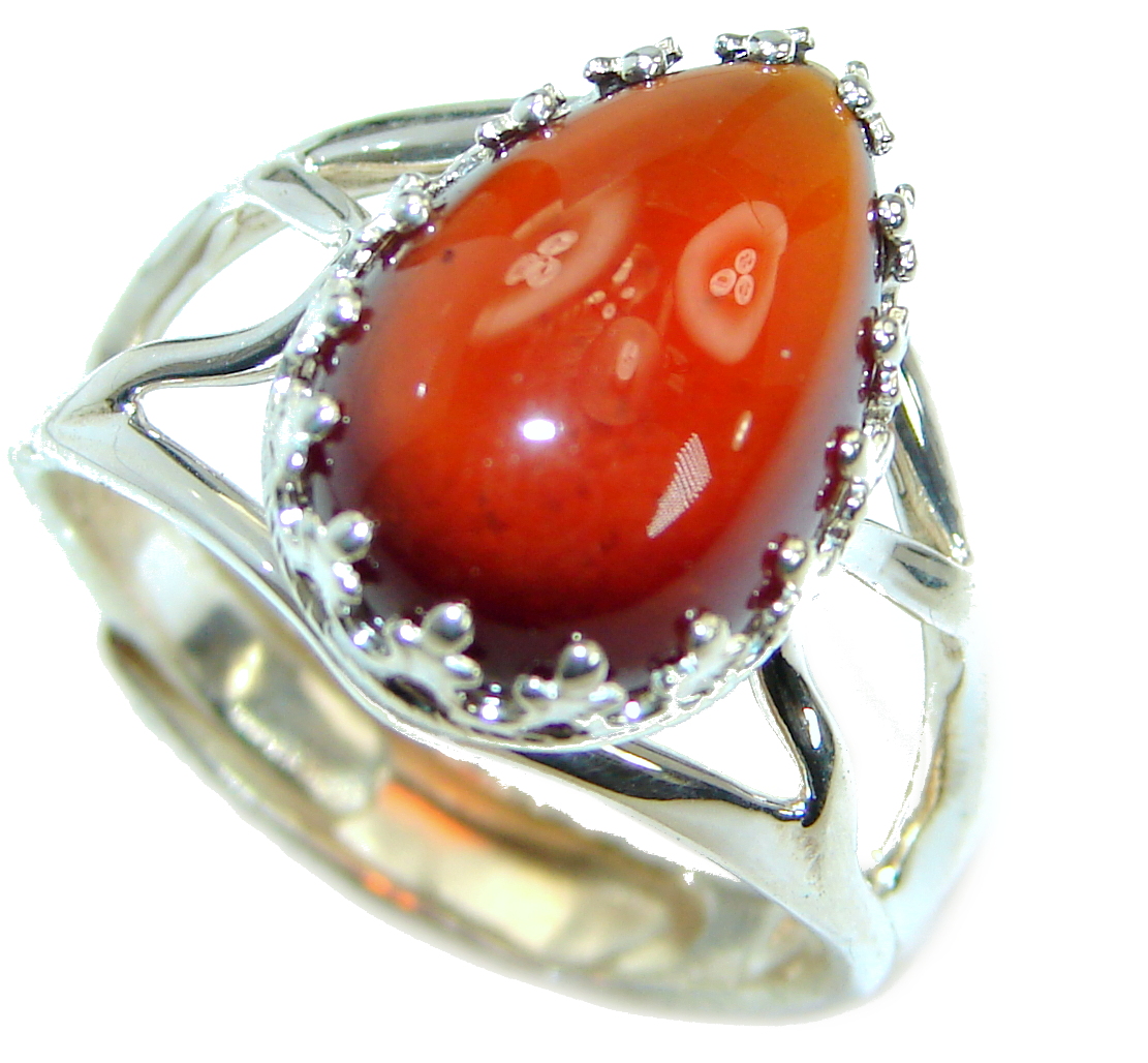 Genuine Garnet .925 Sterling Silver handmade Ring size 7 adjustable