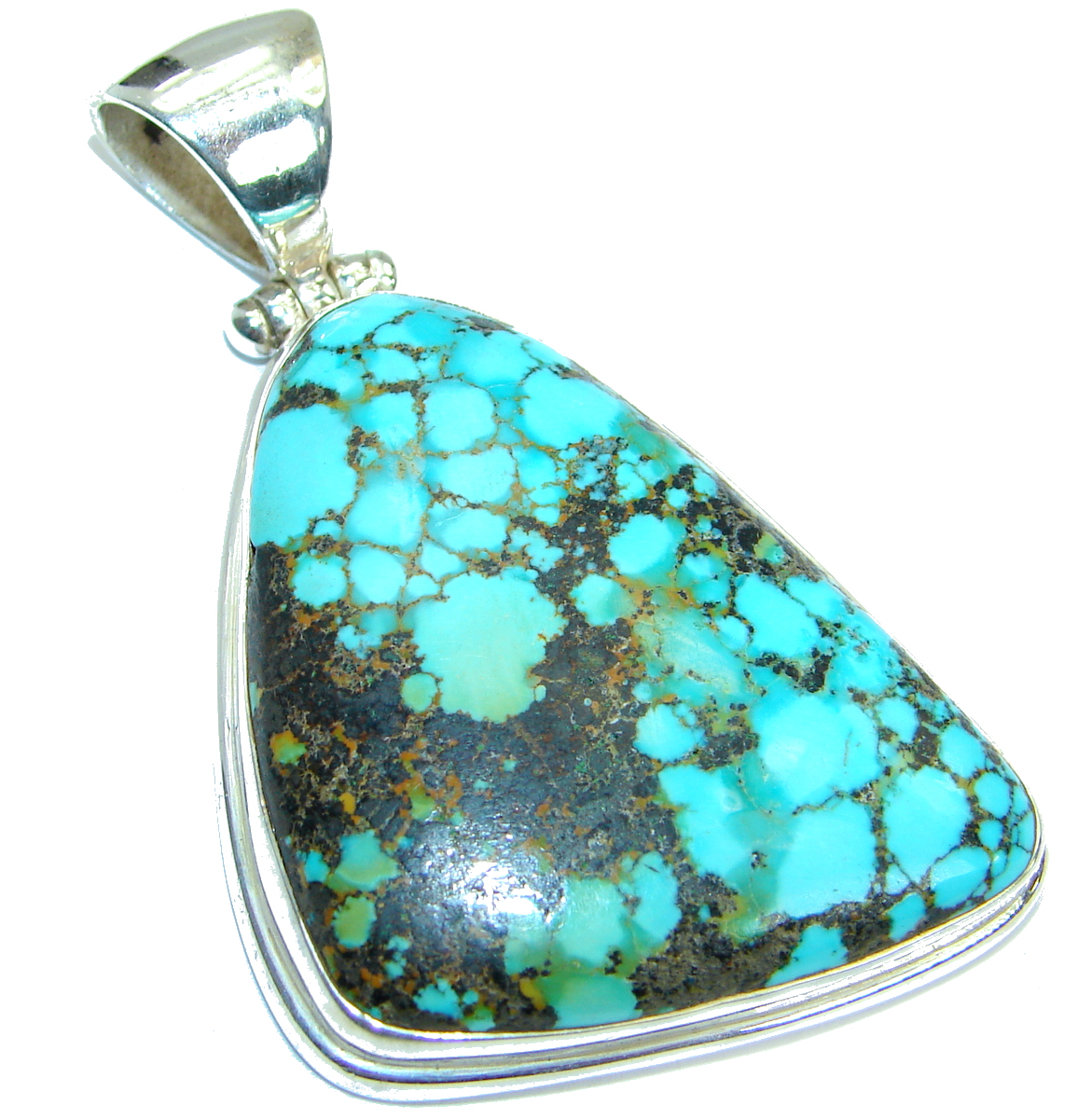 Genuine Turquoise .925 Sterling Silver handmade Pendant
