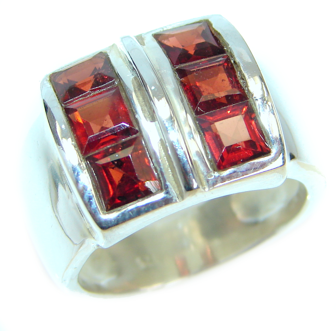 Genuine Garnet .925 Sterling Silver handmade Ring size 6 1/4