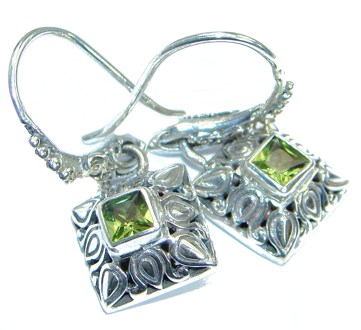 Authentic Peridot .925 Sterling Silver handmade earrings