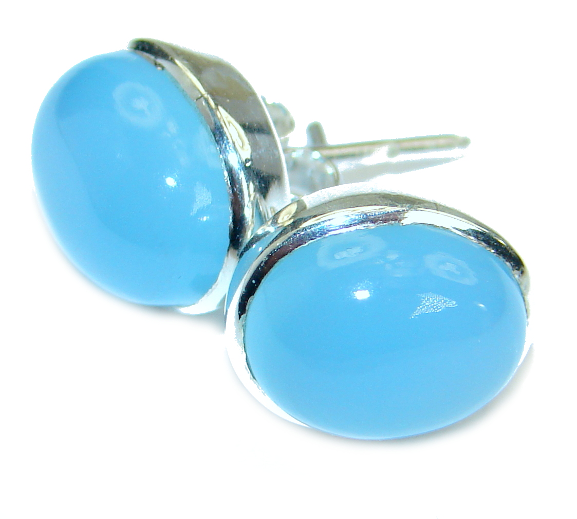Simple Design excellent 15 mm Chalcedony Agate .925 Sterling Silver earrings