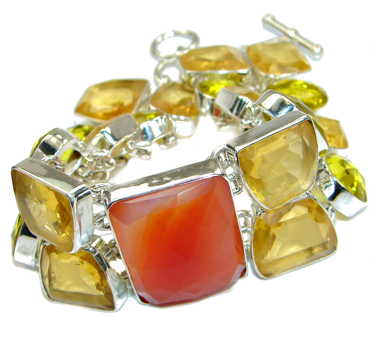 Sunset in Tuscon Authentic Carnelian Quartz .925 Sterling Silver handmade Bracelet