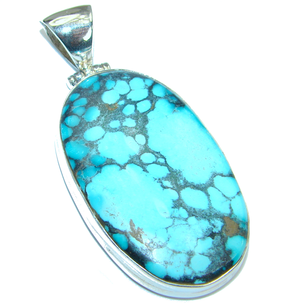 Vintage Style Turquoise .925 Sterling Silver handmade Pendant