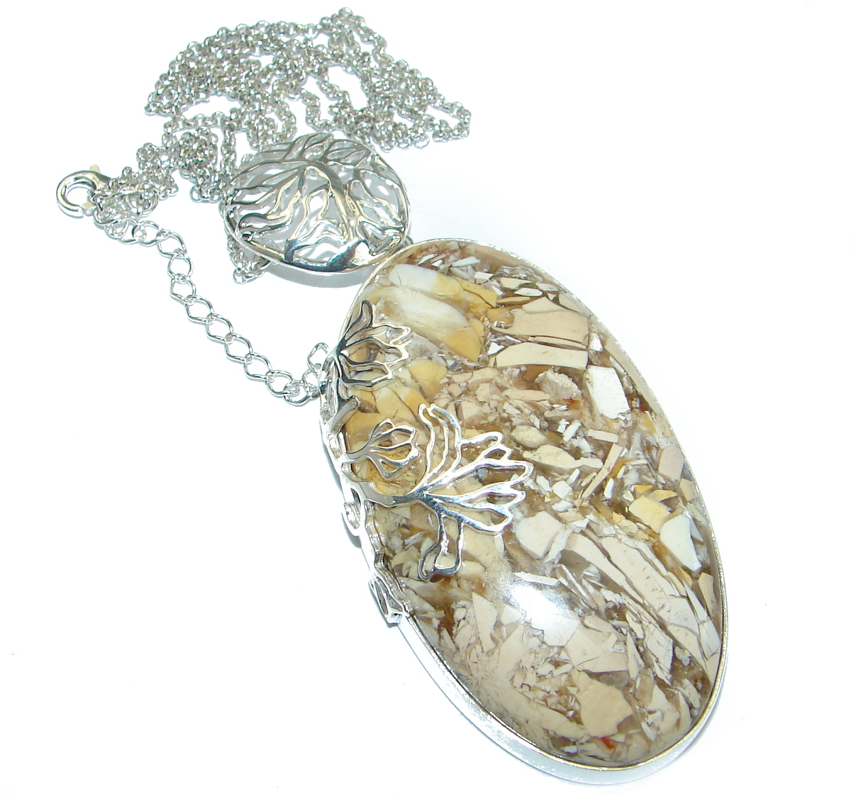 Unique Design Australian Bracciated Mookaite Jasper .925 Sterling Silver necklace