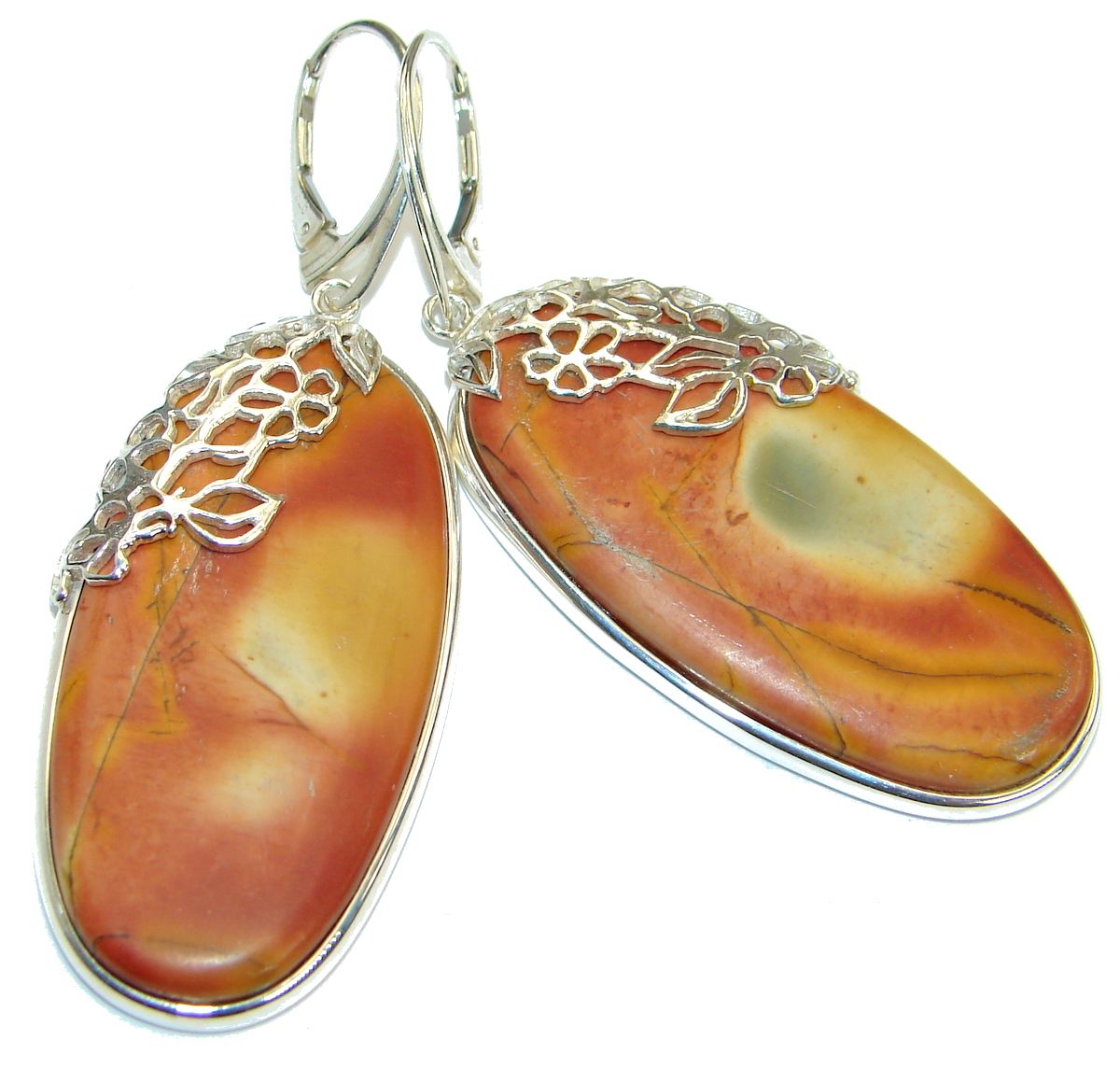 Bohemian Style Red Creek Jasper .925 Sterling Silver handcrafted Earrings