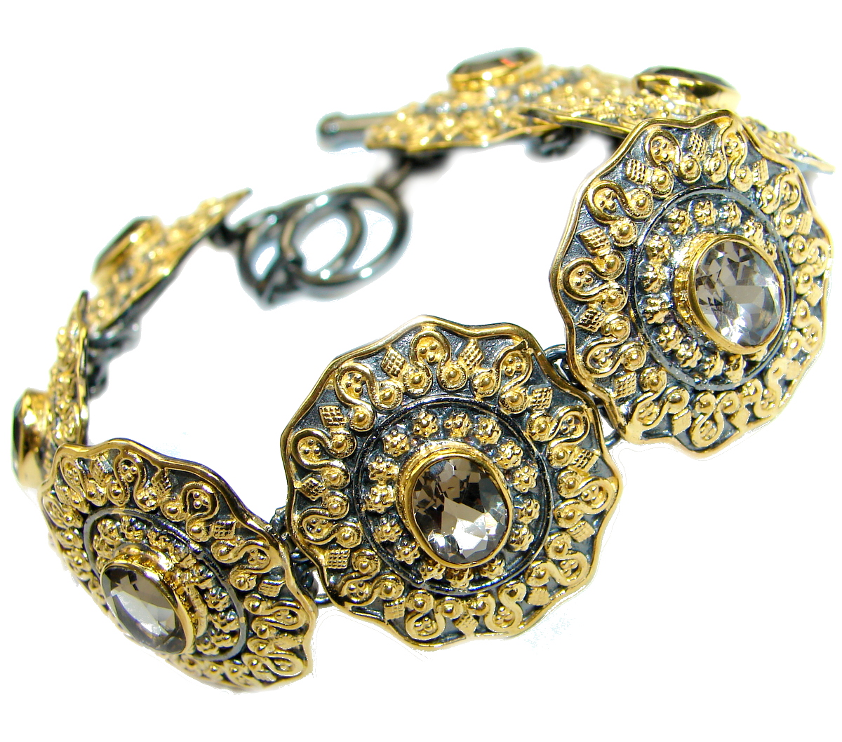 Cleopatra Smoky Topaz 14K Gold Rhodium over .925 Sterling Silver Bracelet