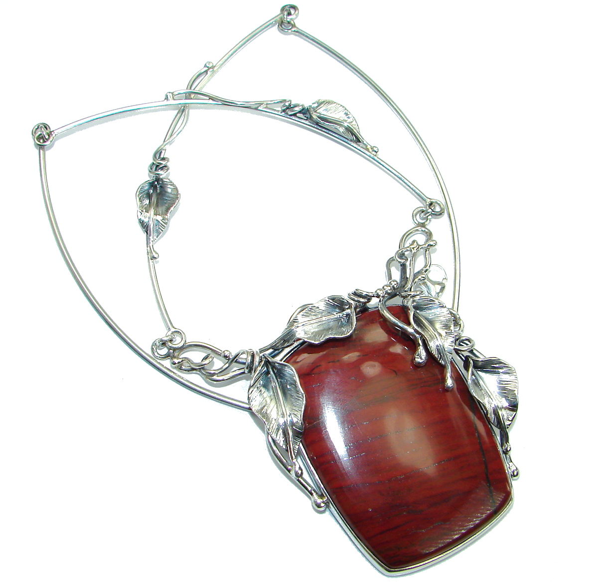 Back to Nature Beautiful Red Jasper .925 Sterling Silver handcrafted Necklace