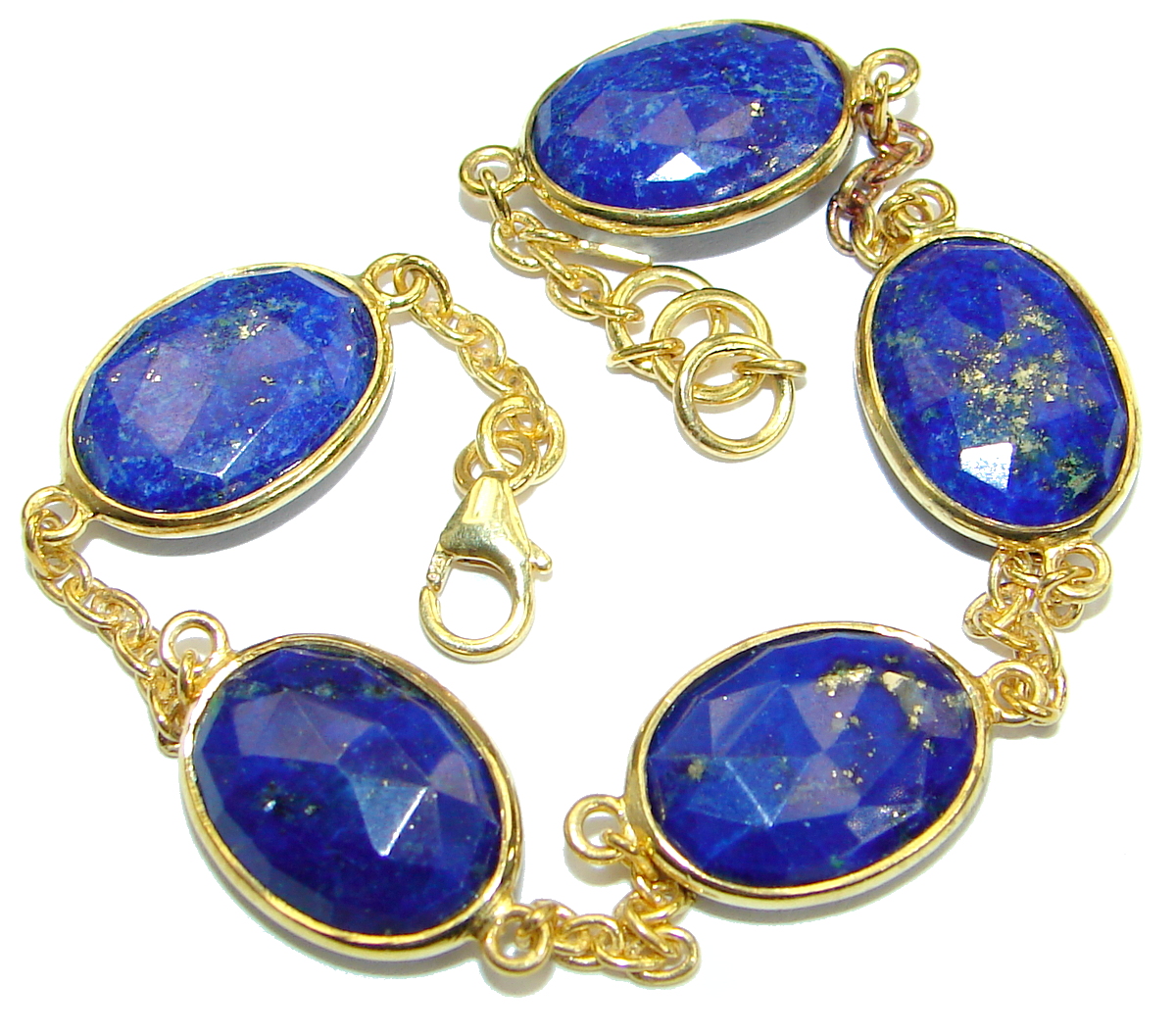 Flawless Passion Lapis Lazuli Gold plated over .925 Sterling Silver Bracelet