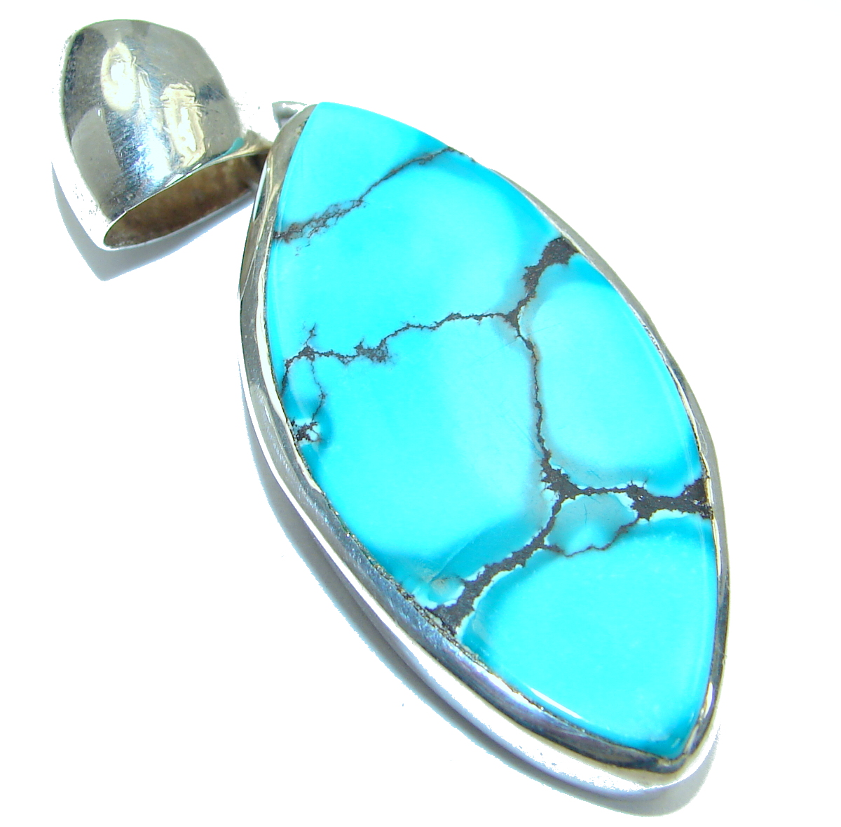 Vintage Style genuine Turquoise .925 Sterling Silver handmade Pendant