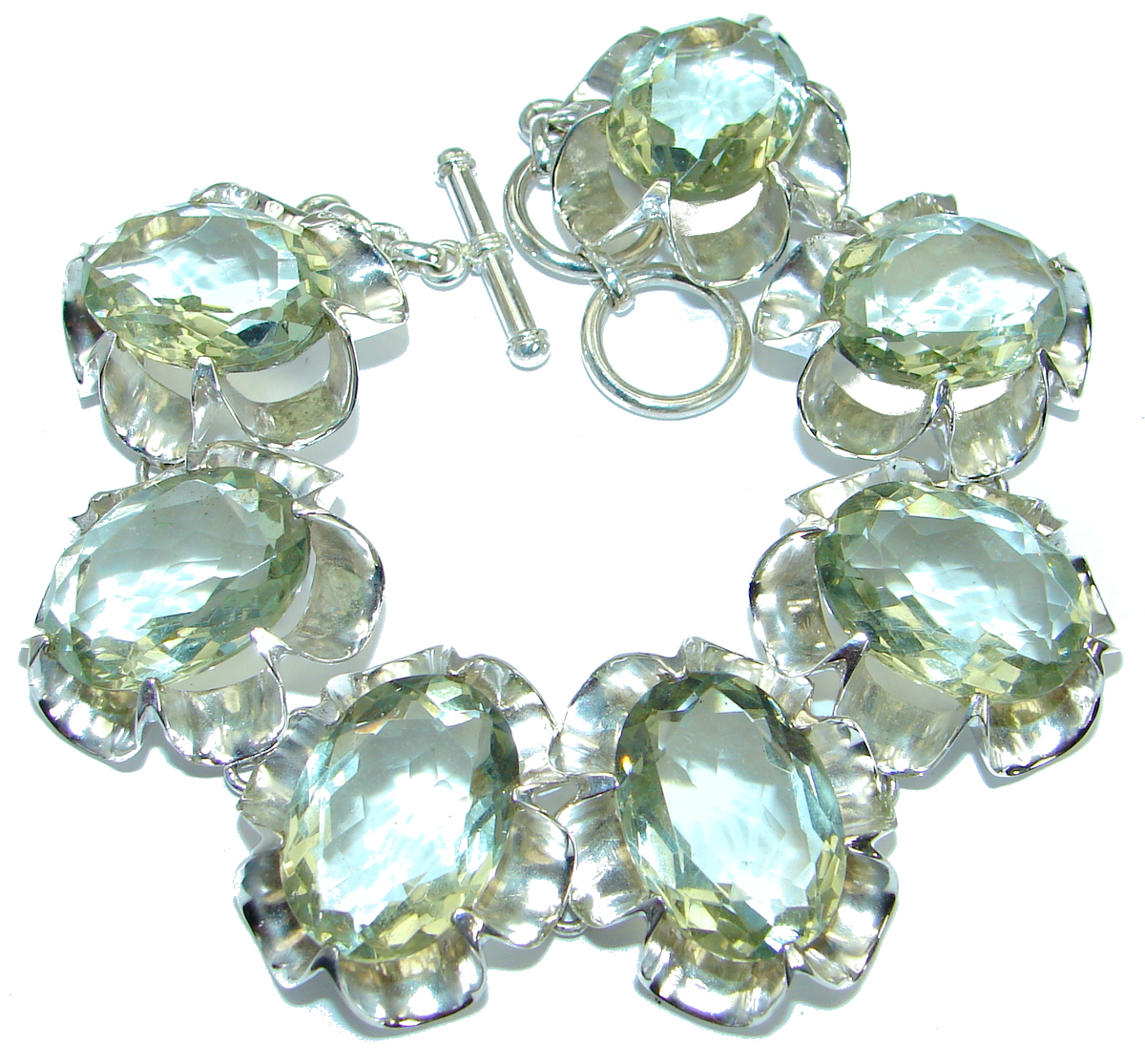 Huge Rich Green Quartz .925 Sterling Silver handmade Bracelet