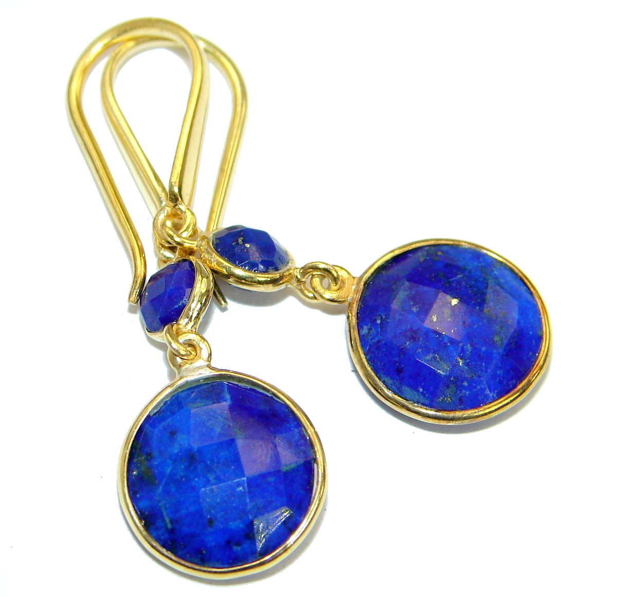 Outstanding Sublime Blue Lapis Lazuli 14K Gold over Sterling Silver earrings