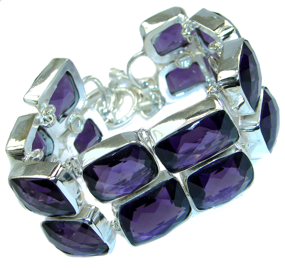 Huge Rich Purple Quartz .925 Sterling Silver handmade Bracelet