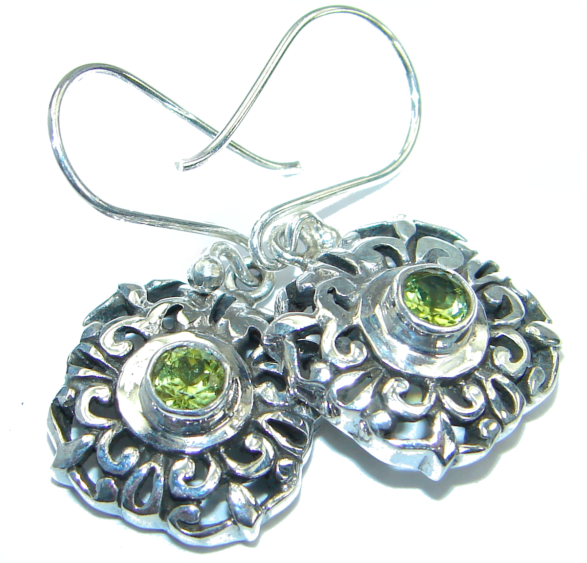 Authentic Peridot .925 Sterling Silver handmade earrings