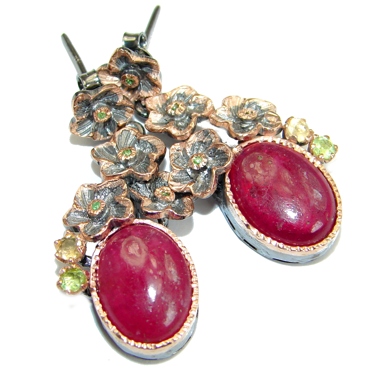 Stunning Brazilian Garnet 18 ct Gold over .925 Sterling Silver handmade Earrings