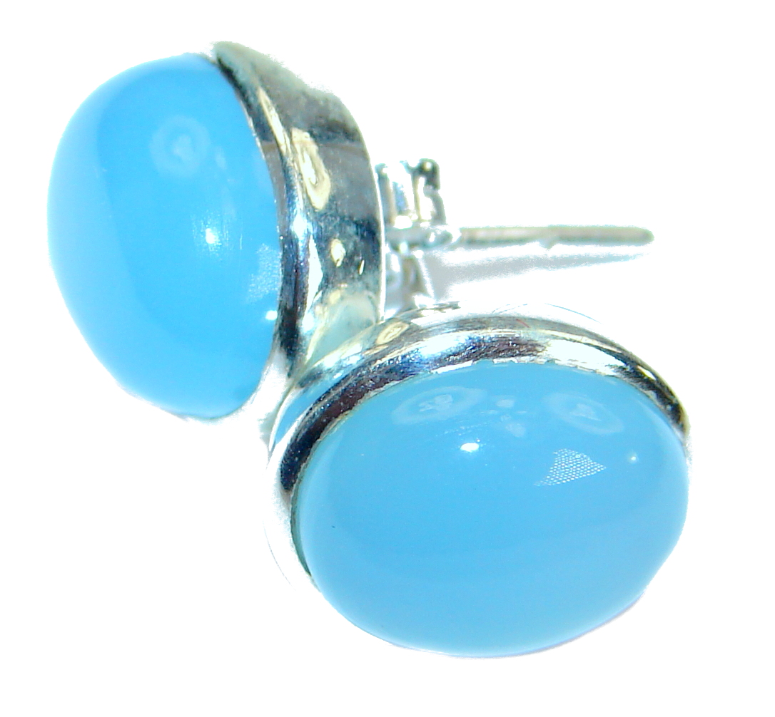 Simple Design excellent 15 mm Chalcedony Agate .925 Sterling Silver earrings
