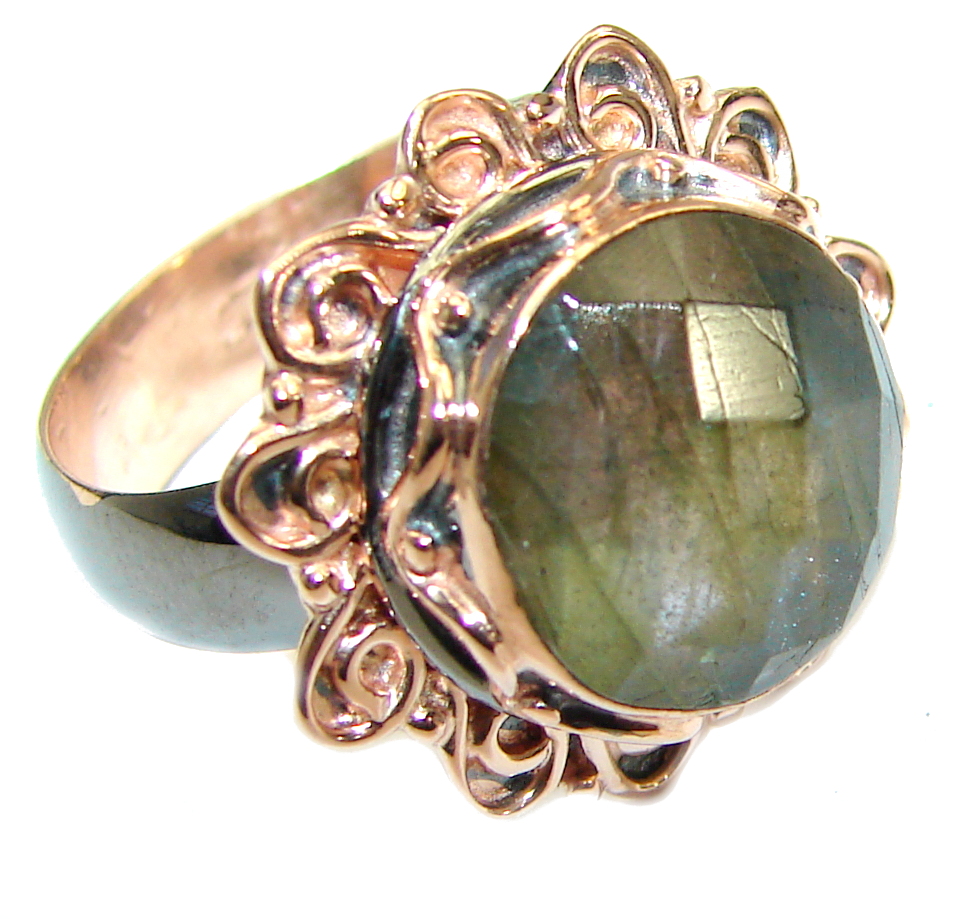 Silky Labradorite .925 Sterling Silver handmade Ring s. 7 adjustable