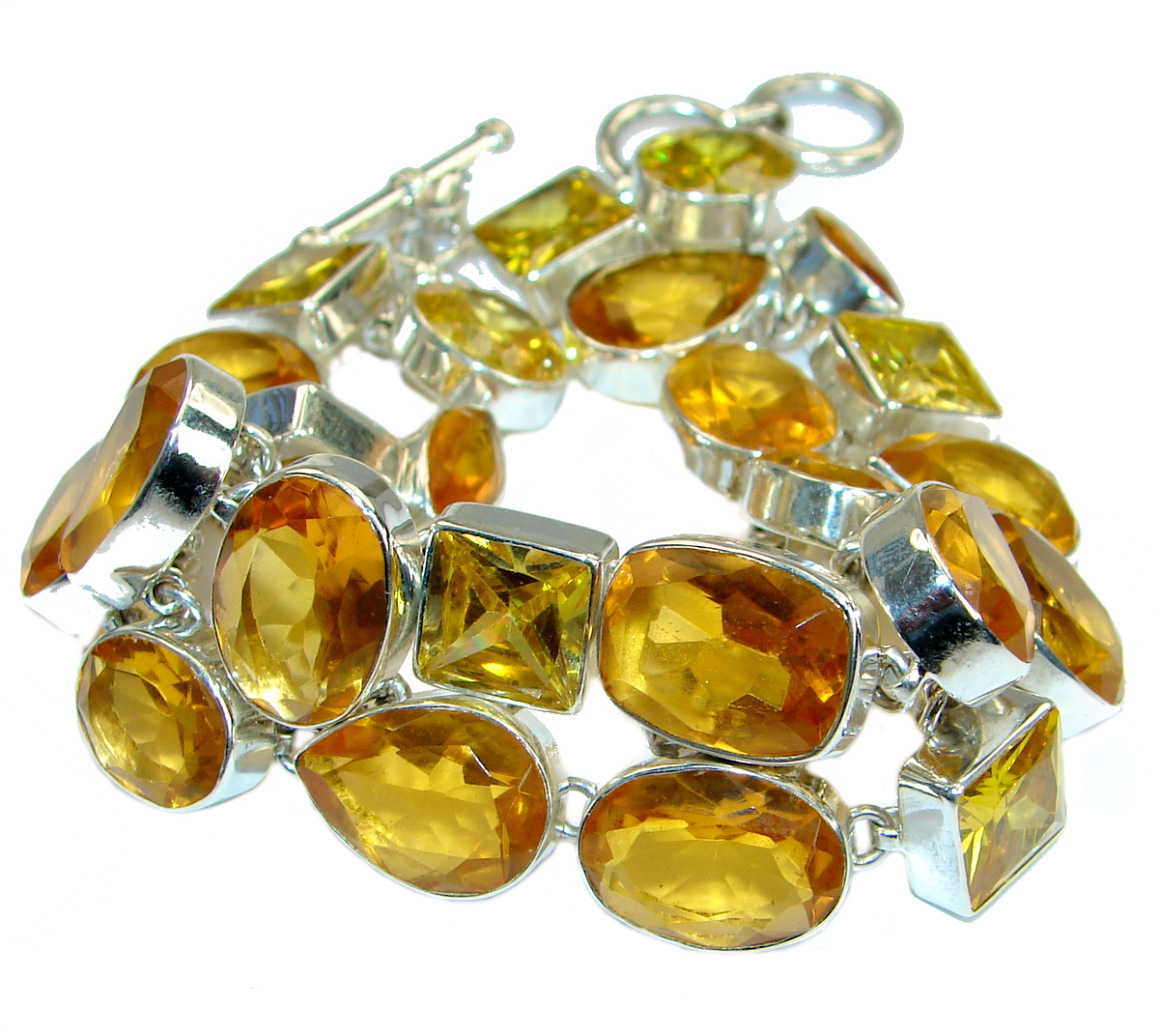 Sunset in Tuscon Authentic Yellow Quartz .925 Sterling Silver handmade Bracelet