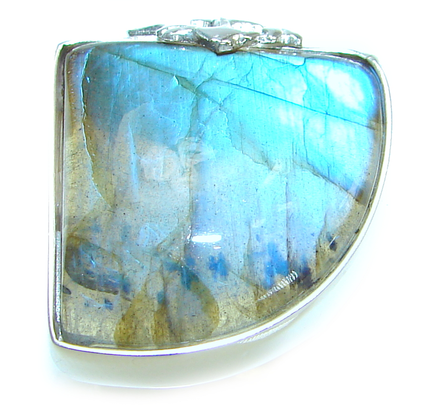 Blue Fire Labradorite .925 Sterling Silver handmade ring size 6 1/4