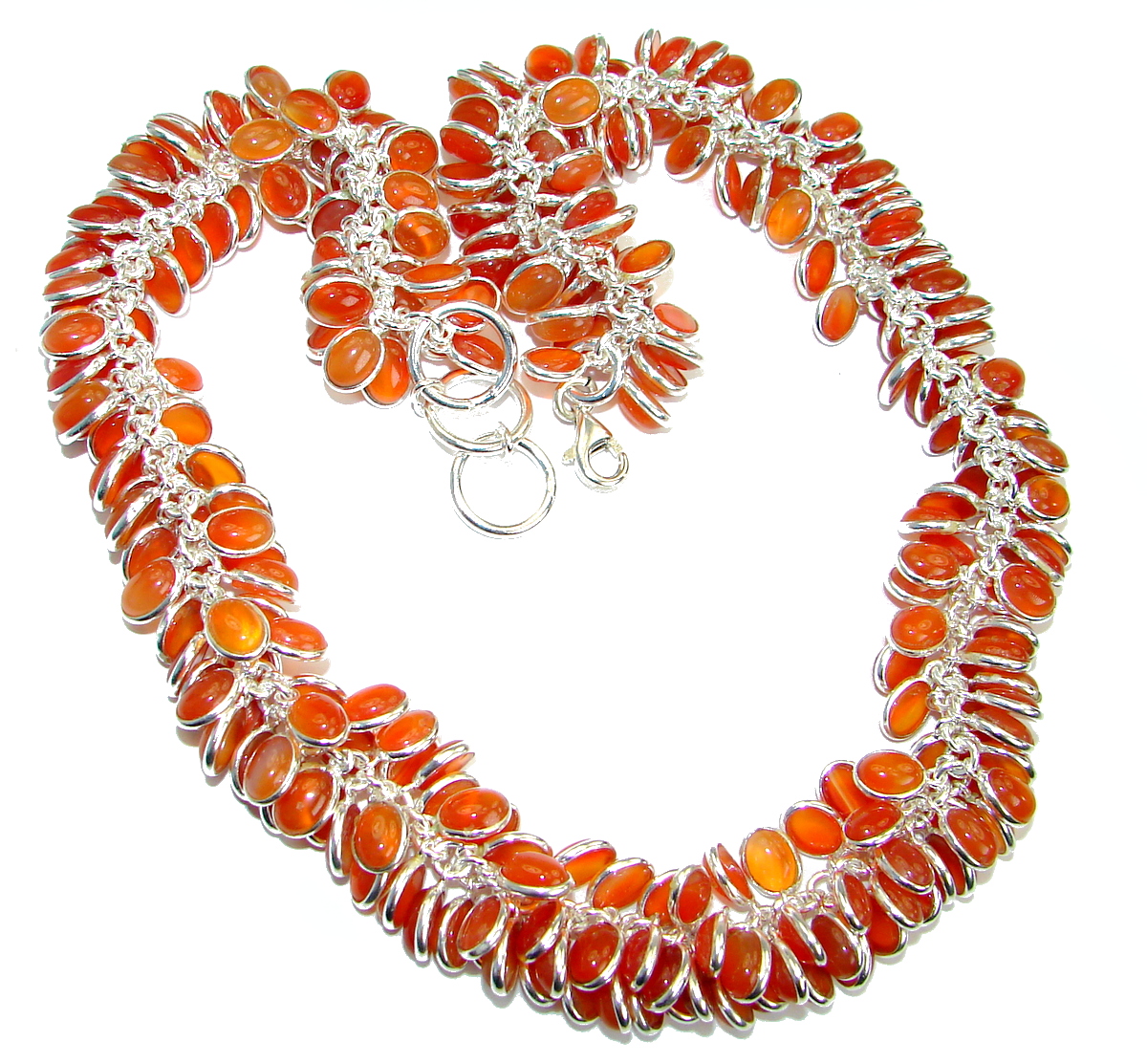 Aura Of Beauty Genuine Carnelian Agate .925 Sterling Silver handmade necklace
