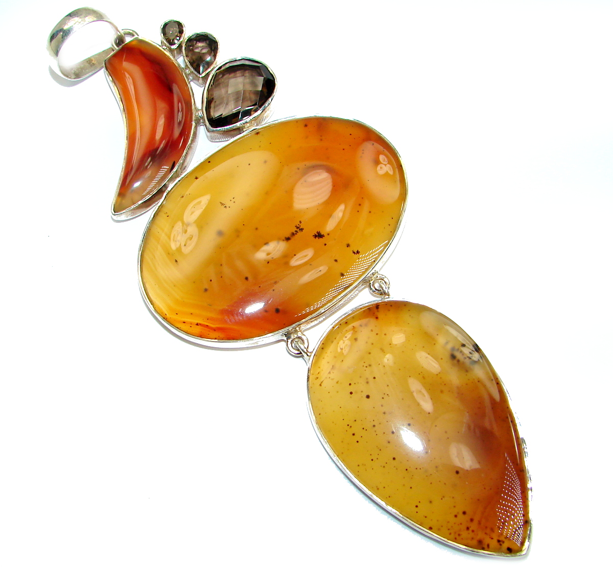 Jumbo 5 inches long Best quality Montana Agate .925 Sterling Silver handcrafted Pendant
