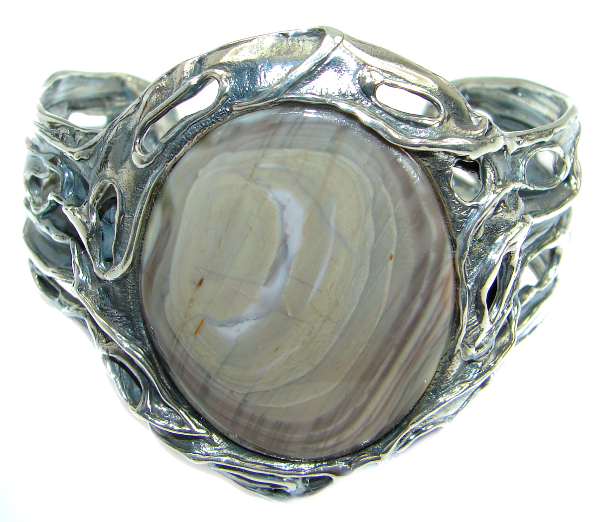 Bohemian Style Excellent quality Imperial Jasper .925 Sterling Silver Bracelet / Cuff