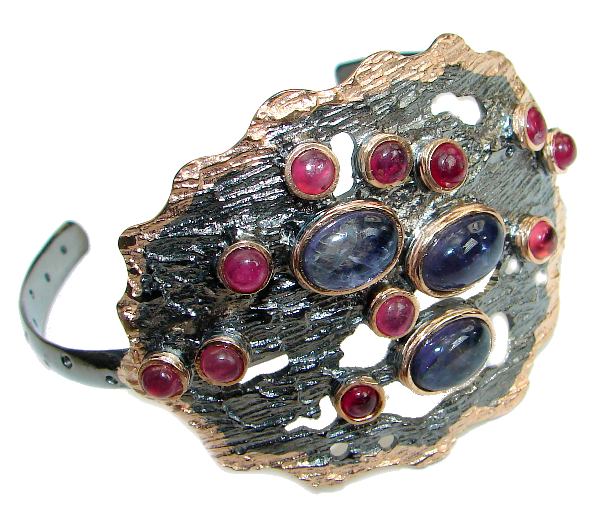 Huge Gift of Nature African Kyanite Ruby .928 Sterling Silver Bracelet/Cuff