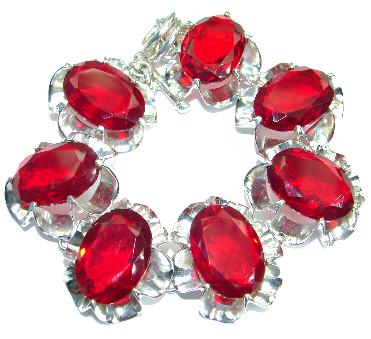 Huge Rich Red Fruit Quartz .925 Sterling Silver handmade Bracelet