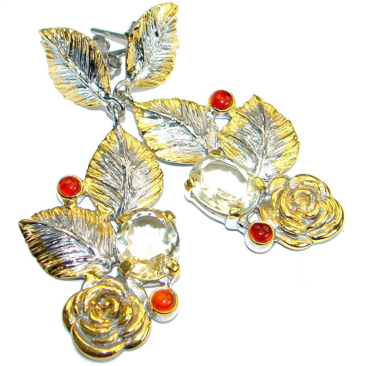 Authentic Citrine 14K Gold Over .925 Sterling Silver handcrafted earrings