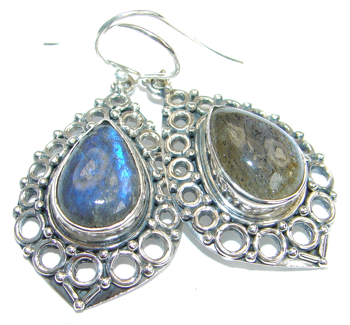 Genuine Silky Labradorite .925 Sterling Silver handmade earrings
