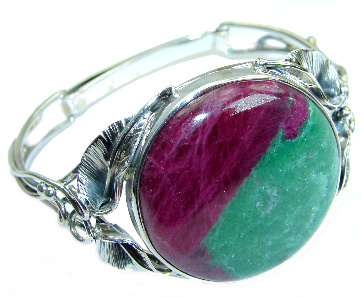 Beauty of Nature Ruby in Zoisite handmade .925 Sterling Silver Bracelet / Cuff
