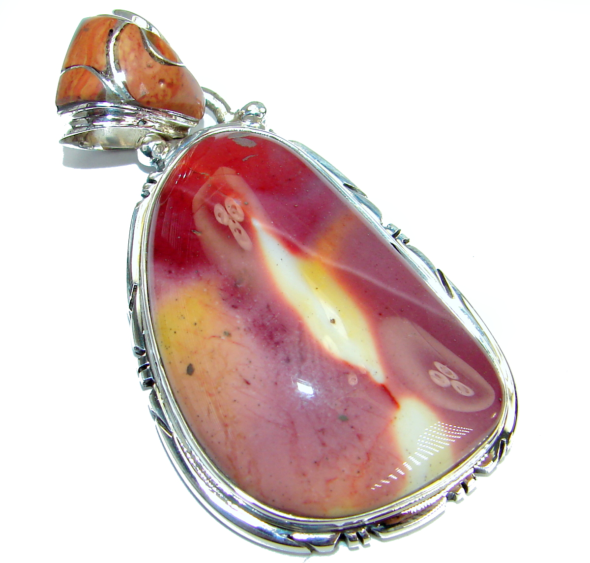 Huge Australian Mookaite Jasper .925 Sterling Silver handcrafted pendant